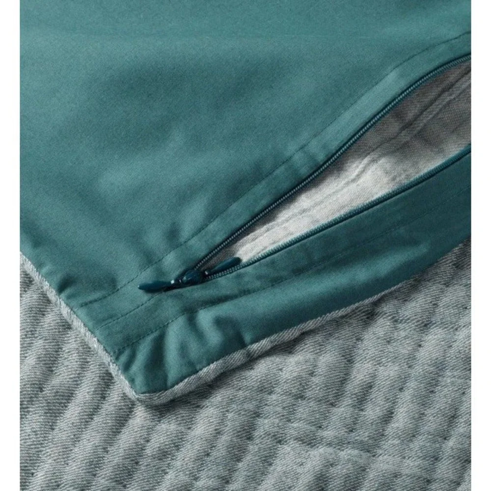 Casaluna Standard Reversible Textured Cotton Chambray Sham Dark Teal Blue
